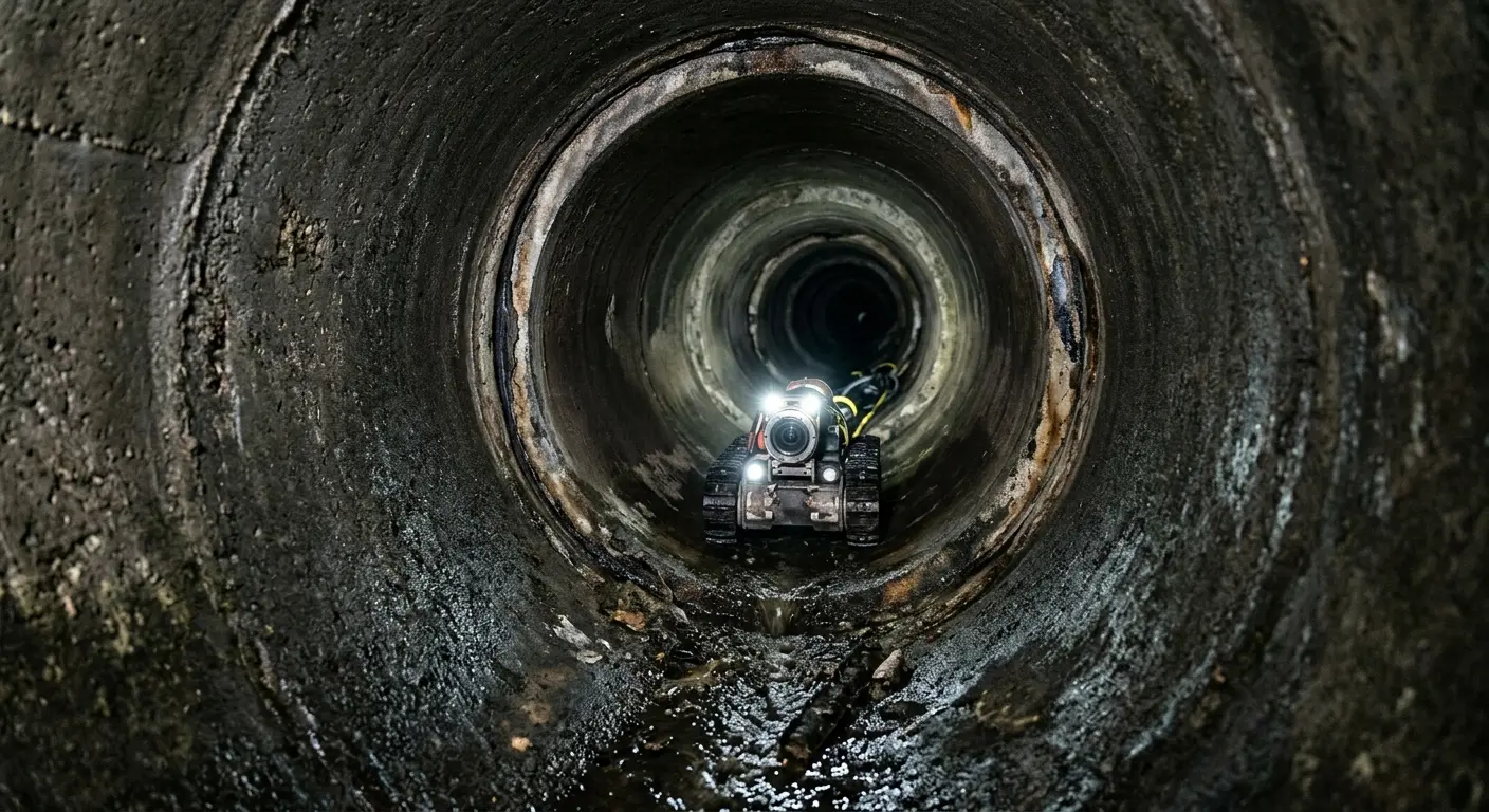 Robotic sewer camera inspecting pipe interior for Sewer Line Cleaning in Duluth